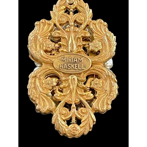 Rare Antique Signed Miriam Haskell Necklace Estate Amethyst Pearl Pendant Chain - Picture 2 of 16